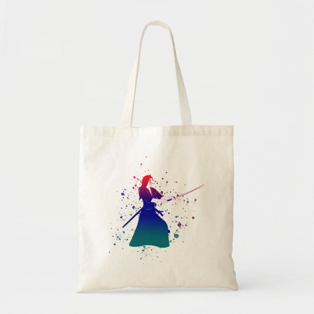 Tote Bag Femme Samurai guerrière avec épée (Devant)