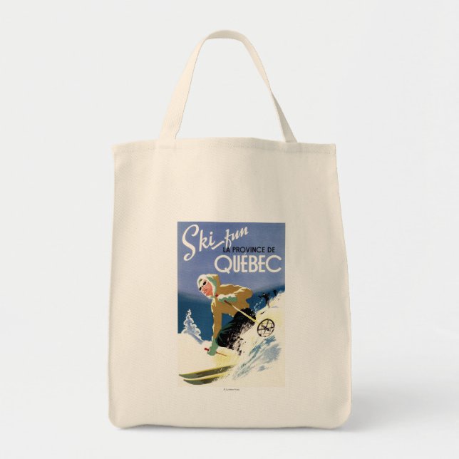 Tote Bag Femme Skiing - Poster anglais et français (Devant)
