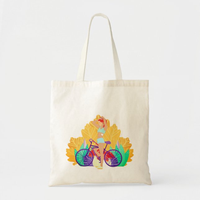 Tote Bag Femme, Vélo, Fille (Devant)