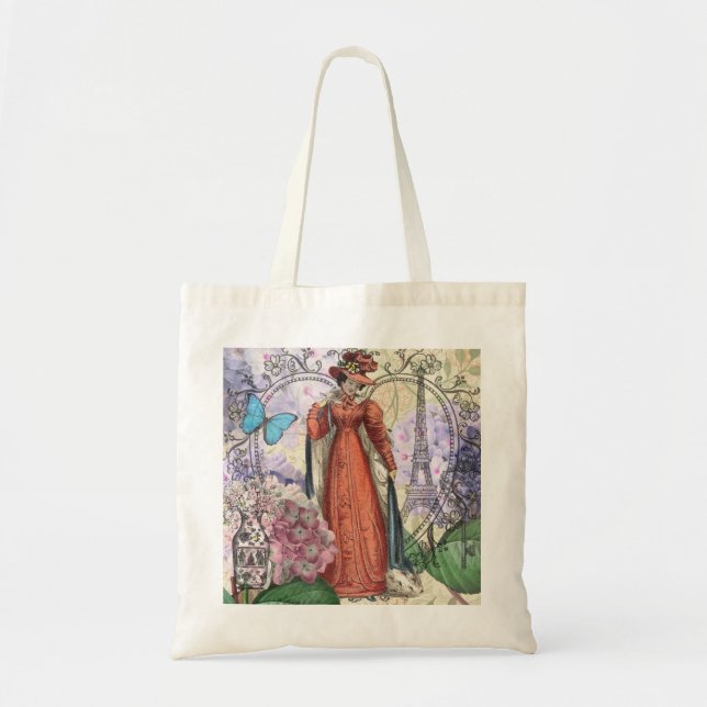 Tote Bag Femme victorienne à la mode rouge colorée (Devant)