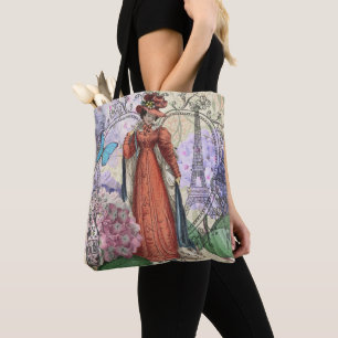 Tote Bag Femme victorienne à la mode rouge colorée