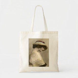 Tote Bag femme victorienne casquette robe perlée