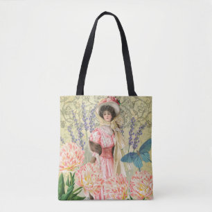 Tote Bag Femme victorienne florale rose Régence
