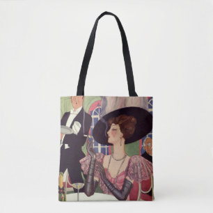 Tote Bag Femme vintage Boire Champagne Fumer Cigarette