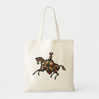 Tote Bag Femme vintage chevauchant un cheval, Silhouette fl