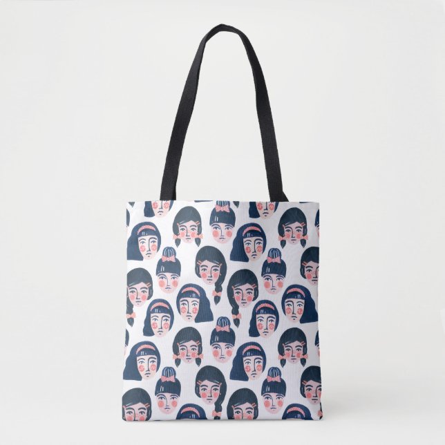 Tote Bag Femmes fantasques : Dessin sur le visage (Devant)