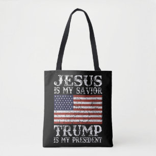 Tote Bag Femmes Jésus est mon sauveur Trump est mon préside