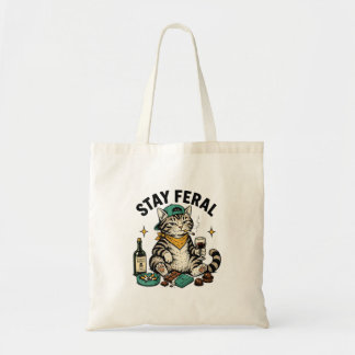 Tote Bag Femmes Stay Fvibesl Drôle Tabby Chat Boire du Vin