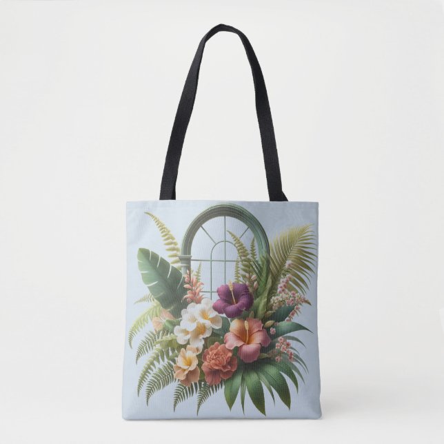 Tote Bag Fenêtre arquée à feuillage tropical (Devant)