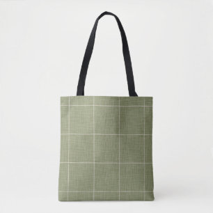 Tote Bag Fenêtre Rustique moderne Plaid Lin Vert