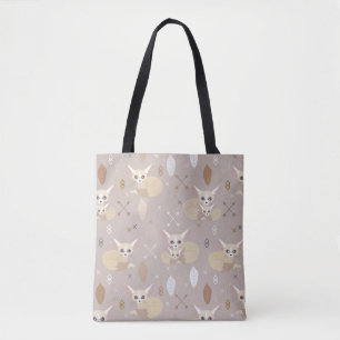 Tote Bag Fennec macule des flèches et des plumes