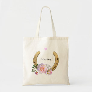 Tote Bag Fer à cheval avec fleurs et cœur