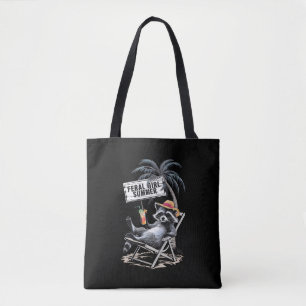 Tote Bag Feral Girl Summer Beach Funny Raccoon