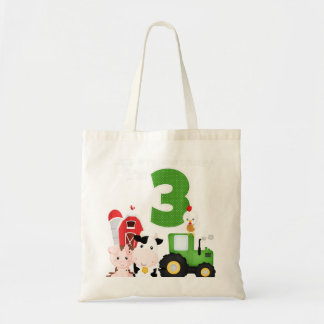 Tote Bag Ferme Barnyard Animaux Tracteur 3e anniversaire 3 