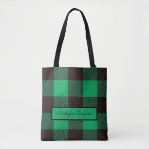 Tote Bag Ferme de En vichy Buffalo noir vert