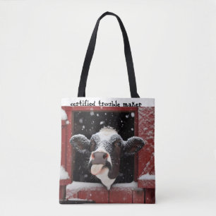 Tote Bag Ferme de grange rouge à vache fantaisiste