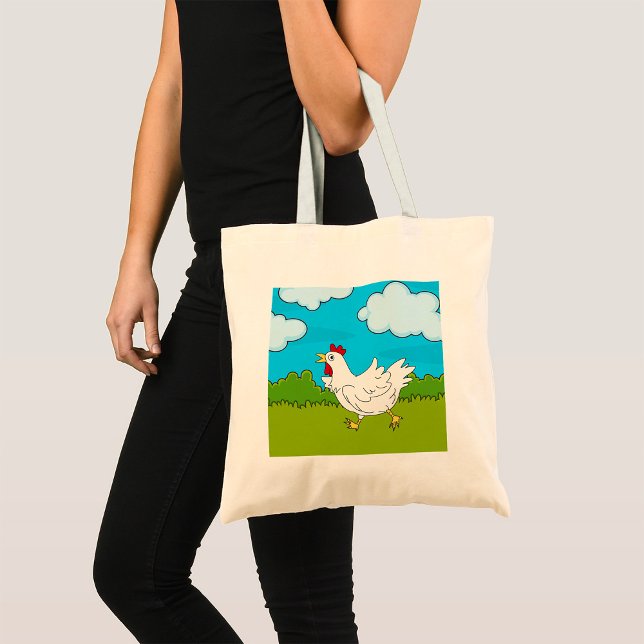 Tote Bag Ferme de poulets drôles en course Animal de basse- (Créateur téléchargé)