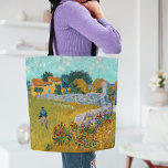 Tote Bag Ferme en Provence | Vincent van Gogh<br><div class="desc">Ferme en Provence (1888) de l'artiste post-impressionniste néerlandais Vincent Van Gogh. L'oeuvre d'origine est une huile sur toile peignant le paysage en jaune doré et bleu aqua. Utilisez les outils de conception pour ajouter du texte personnalisé ou personnaliser l'image.</div>