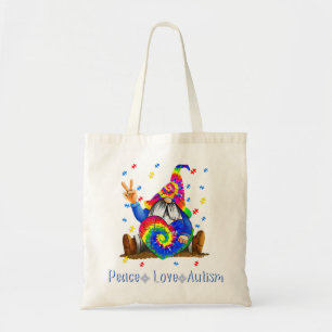Tote Bag Fermeture à chaînePaix Aimer Autisme Gnome Autisme