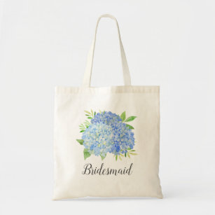 Tote Bag Fermeture de Bridesmaid Floral Blue Hydrangea