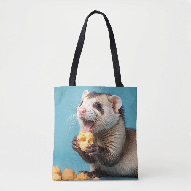 Tote Bag Ferret Cute Manger Fromage Poufs (Devant)
