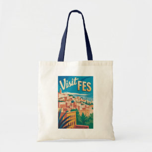 Tote Bag Fès Maroc Afrique Illustration Voyage Art Vintage