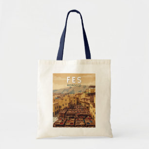 Tote Bag Fès Maroc Illustration Voyage Art Vintage