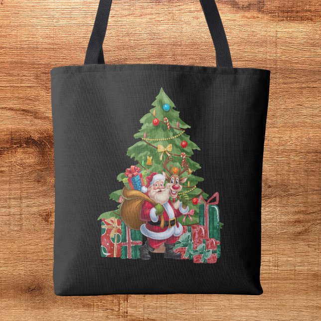 Tote Bag Festif Aquarelle Noël Père Noël (Créateur téléchargé)