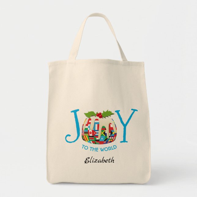 Tote Bag Festif | JOY TO THE WORLD Flags | Personnalisé (Devant)