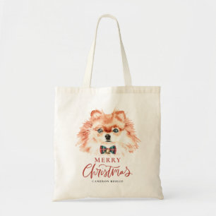 Tote Bag Festin Aquarelle Poméranienne Chien Noël