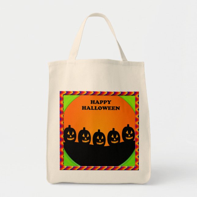 Tote Bag Festin Halloween Jack o' Lantern Silhouettes (Devant)