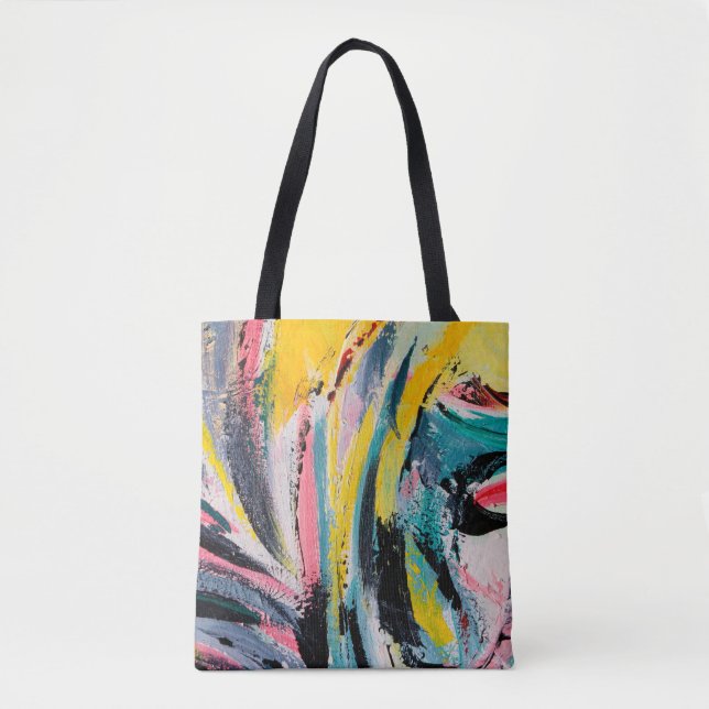 Tote Bag Festival du printemps. Peinture à texture multicol (Devant)