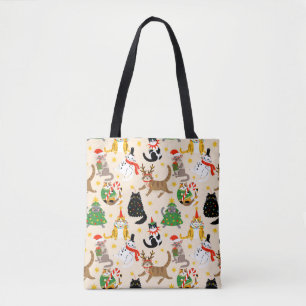 Tote Bag Festive Chats Motif de Noël