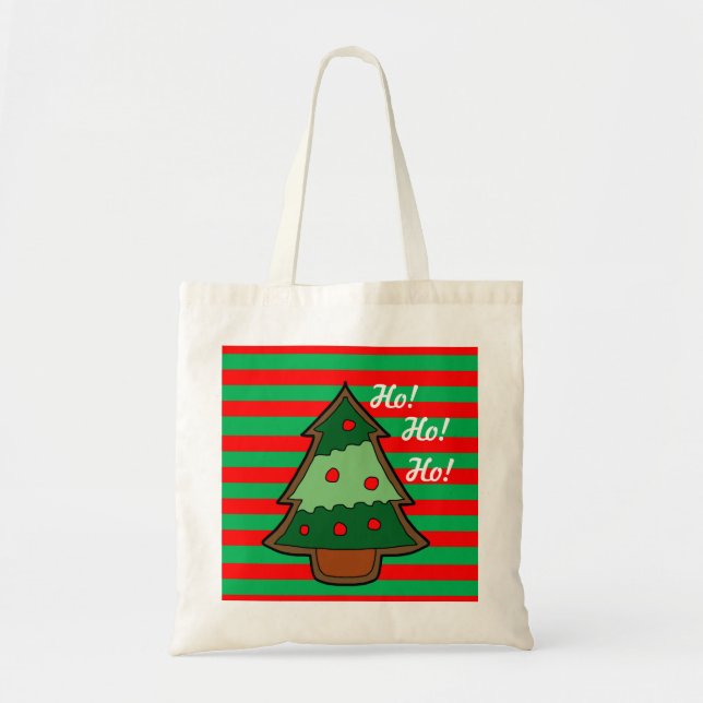 Tote Bag Festive funky rayures et arbre (Devant)