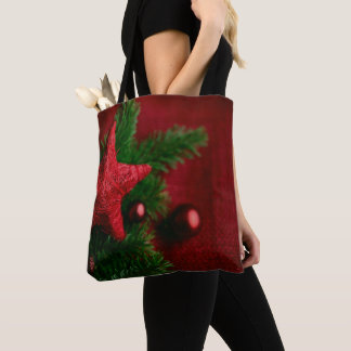 Tote Bag Festive Red Star Christmas Bag