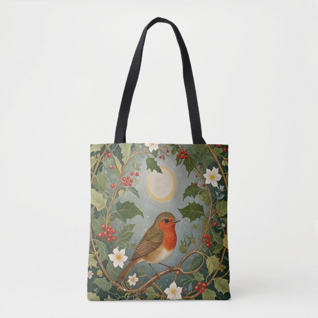 Tote Bag Festive Robin et Holly (Devant)