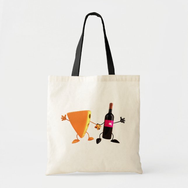 Tote Bag Fête amusante de vin et de fromage (Devant)