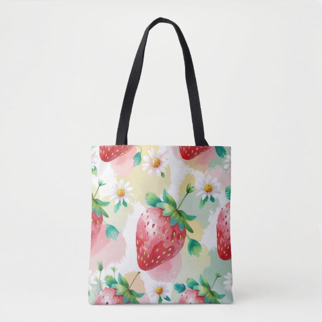 Tote Bag Fête d'anniversaire aux fraises mignonnes (Devant)