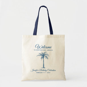 Tote Bag Fête d'anniversaire aux palmiers tropicaux Bienven