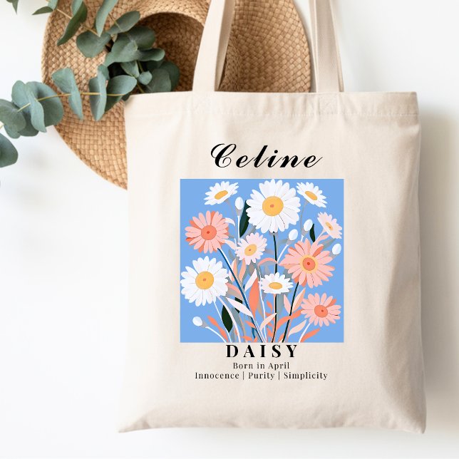 Tote Bag Fête d'anniversaire d'avril Fleur de naissance Mar (Créateur téléchargé)