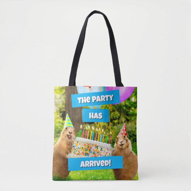 Tote Bag Fête d'anniversaire de chien de prairie (Devant)
