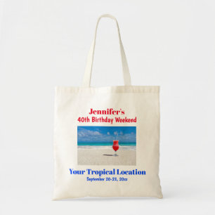 Tote Bag Fête d'anniversaire Filles Tropical Beach Week-end
