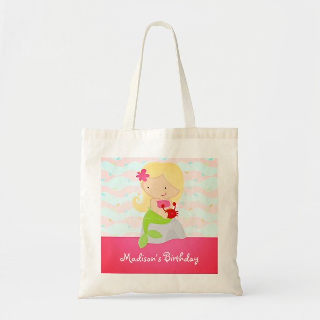Tote Bag Fête d'anniversaire mignonne moderne de rose de (Devant)