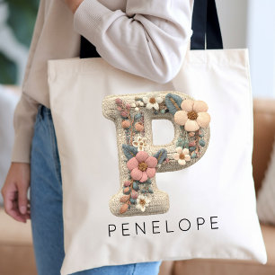 Tote Bag Fête de Bachelorette avec Alphabet Floral Monogram