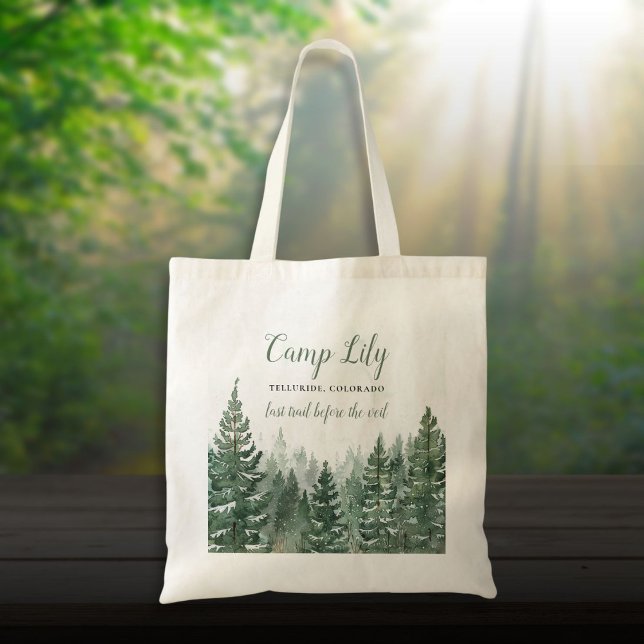 Tote Bag Fête de Bachelorette Campagne Forestière de Week-e (Camp Bachelorette Woodland Forest Weekend Party Tote Bag)