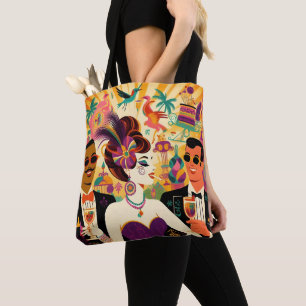 Tote Bag Fête de Cocktail Mardi Gras du Milieu du Siècle