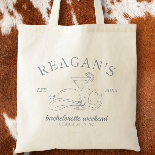 Tote Bag Fête de Fiançailles à l'Occidentale de Cowgirl Mig (cowgirl western bachelorette party tote bag party favors girls weekend coastal cowgirl disco cowgirl)