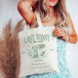 Tote Bag Fête de Fiançailles Côtière Moderne Cocktail Vert
