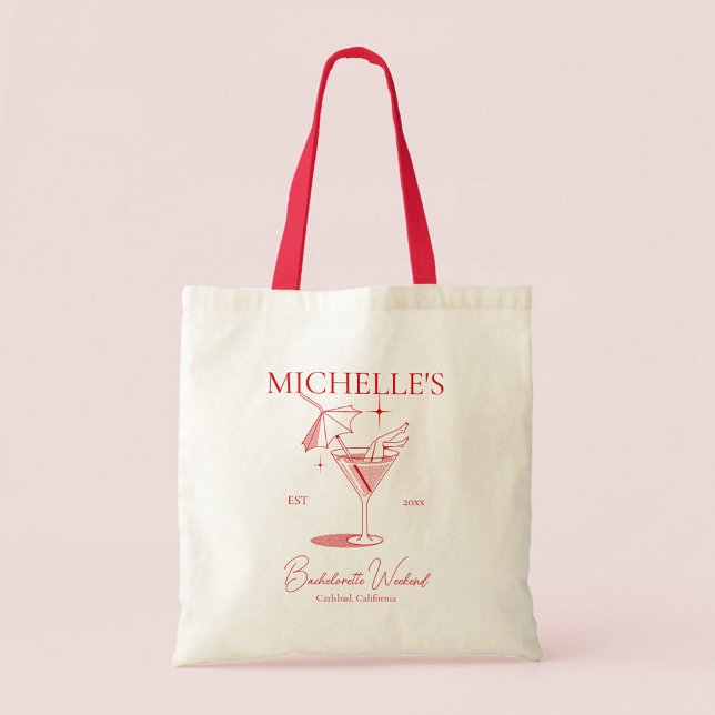 Tote Bag Fête de Filles de Bachelorette de Cocktail Rétro (Créateur téléchargé)