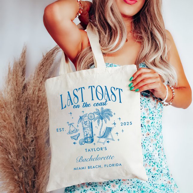 Tote Bag Fête de jeune fille côtière moderne cocktail bleu (Créateur téléchargé)